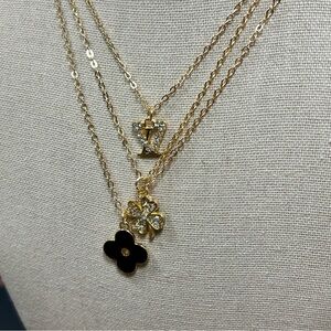 15-18” Gold Triple-Layered Necklace with Charms